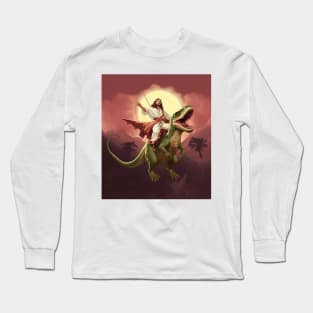 Jesus Riding Dinosaur Long Sleeve T-Shirt